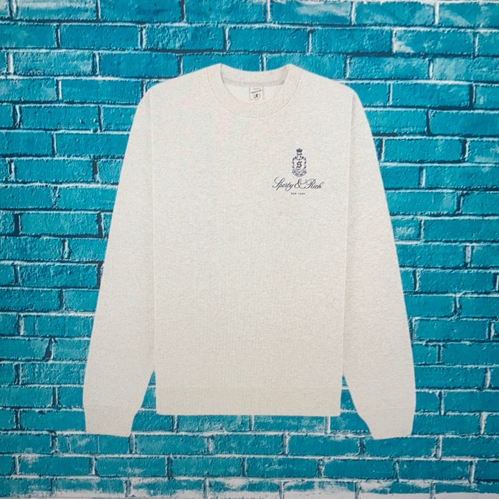 SPORTY & RICH Carlyle Script Quarter ZIP merlot white sweat